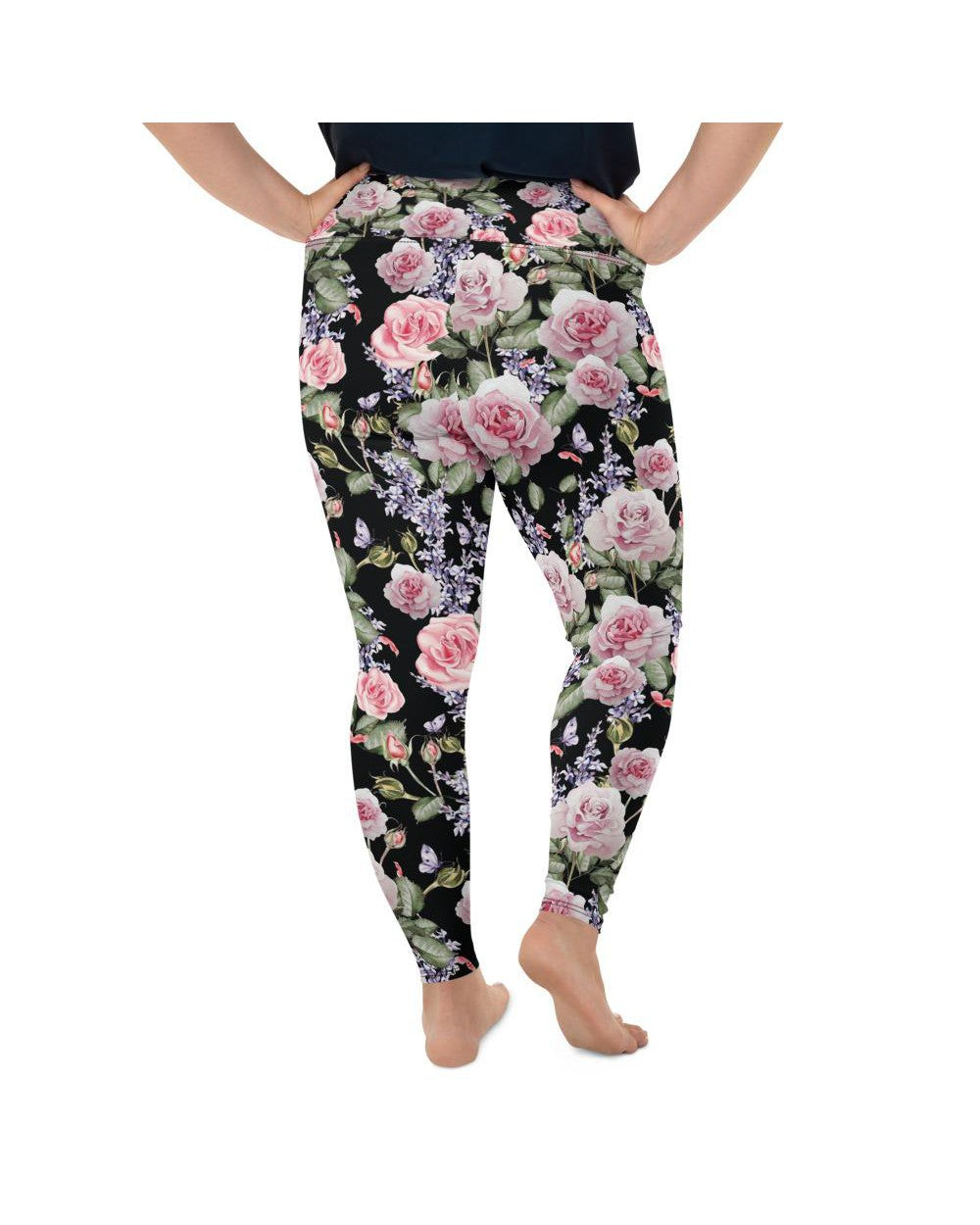 Watercolor Roses & Lavender Plus Size Leggings Gearbunch