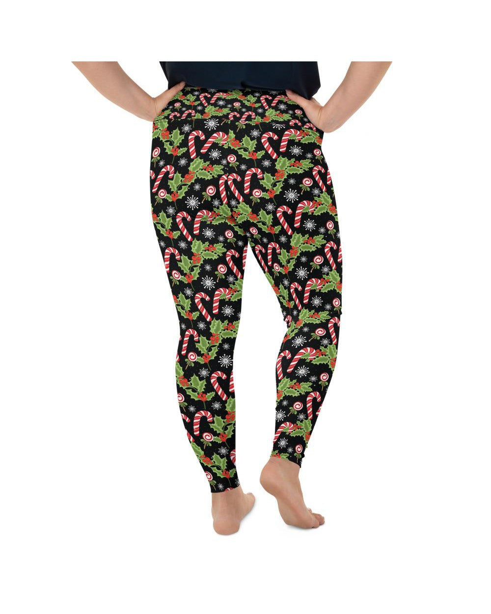 Womens Plus Size Holly Leaves with Berries Leggings | Gearbunch.com