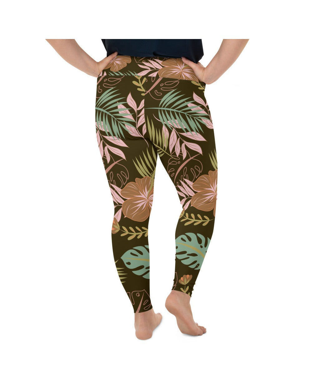 Womens Plus Size Fall Floral Leggings Brown/Pink/Green | Gearbunch.com