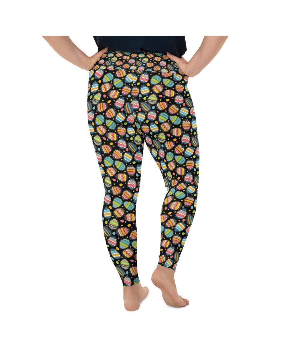 Womens Plus Size Easter Egg Leggings Black/Green/Pink | Gearbunch.com