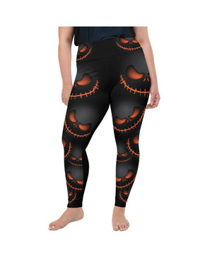 Halloween Evil Pumpkin Grin Plus Size Leggings Gearbunch