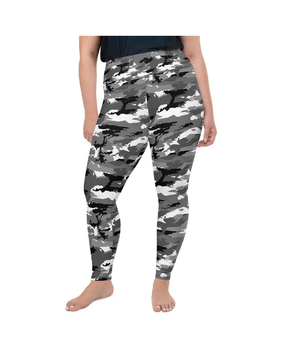 Black & White Camo Plus Size Leggings Gearbunch