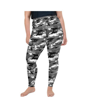 Black & White Camo Plus Size Leggings Gearbunch