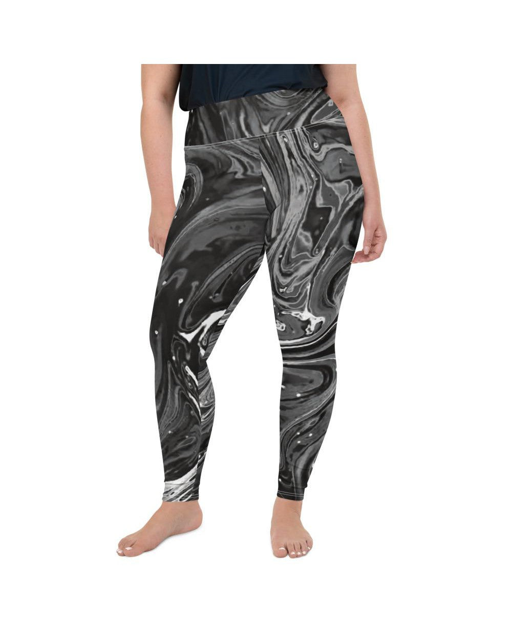 Womens Plus Size Grey Swirl Leggings Grey/White | Gearbunch.com