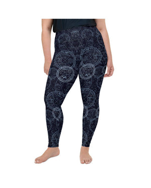 Womens Plus Size Witchcraft Leggings Blue/Navy/White | Gearbunch.com