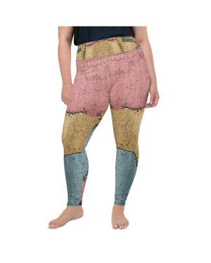 Womens Plus Size Voodoo Doll Patch Leggings Brown/Pink | Gearbunch.com