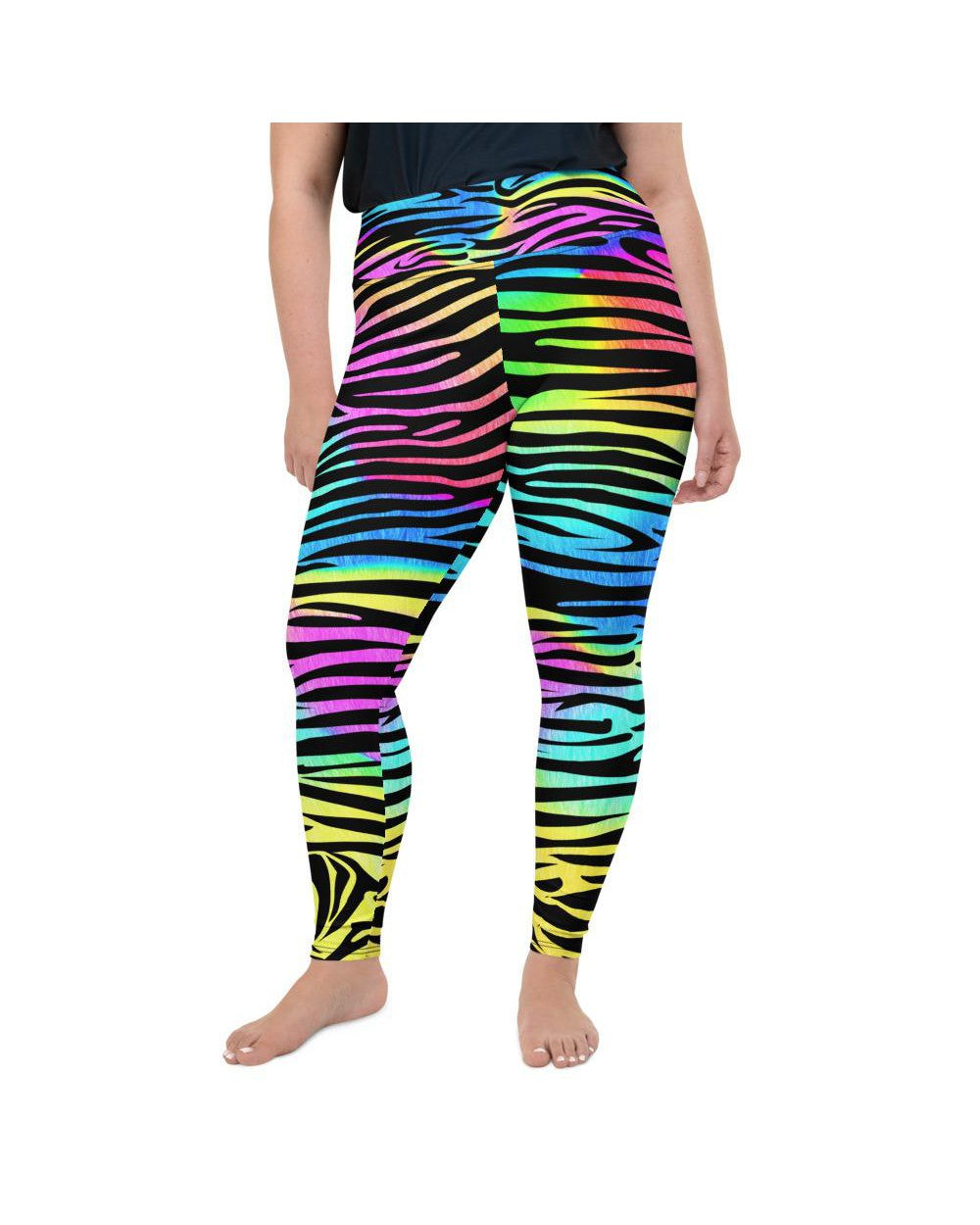 Colorful Zebra Striped Plus Size Leggings