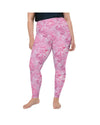 Womens Plus Size Peony Flower Leggings Pink/White | Gearbunch.com