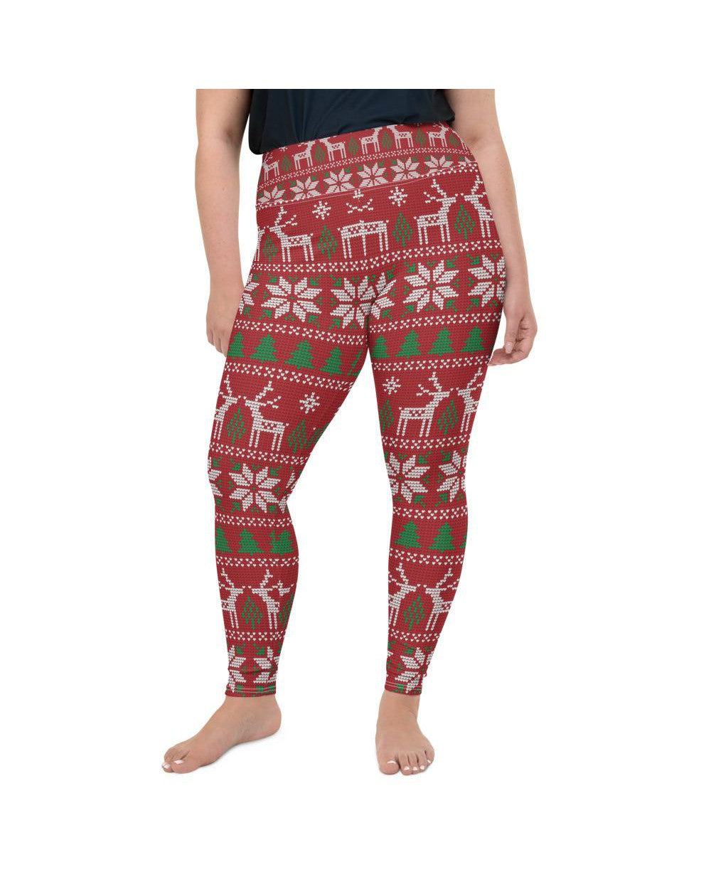 Womens Plus Size Red Ugly Christmas Leggings | Gearbunch.com