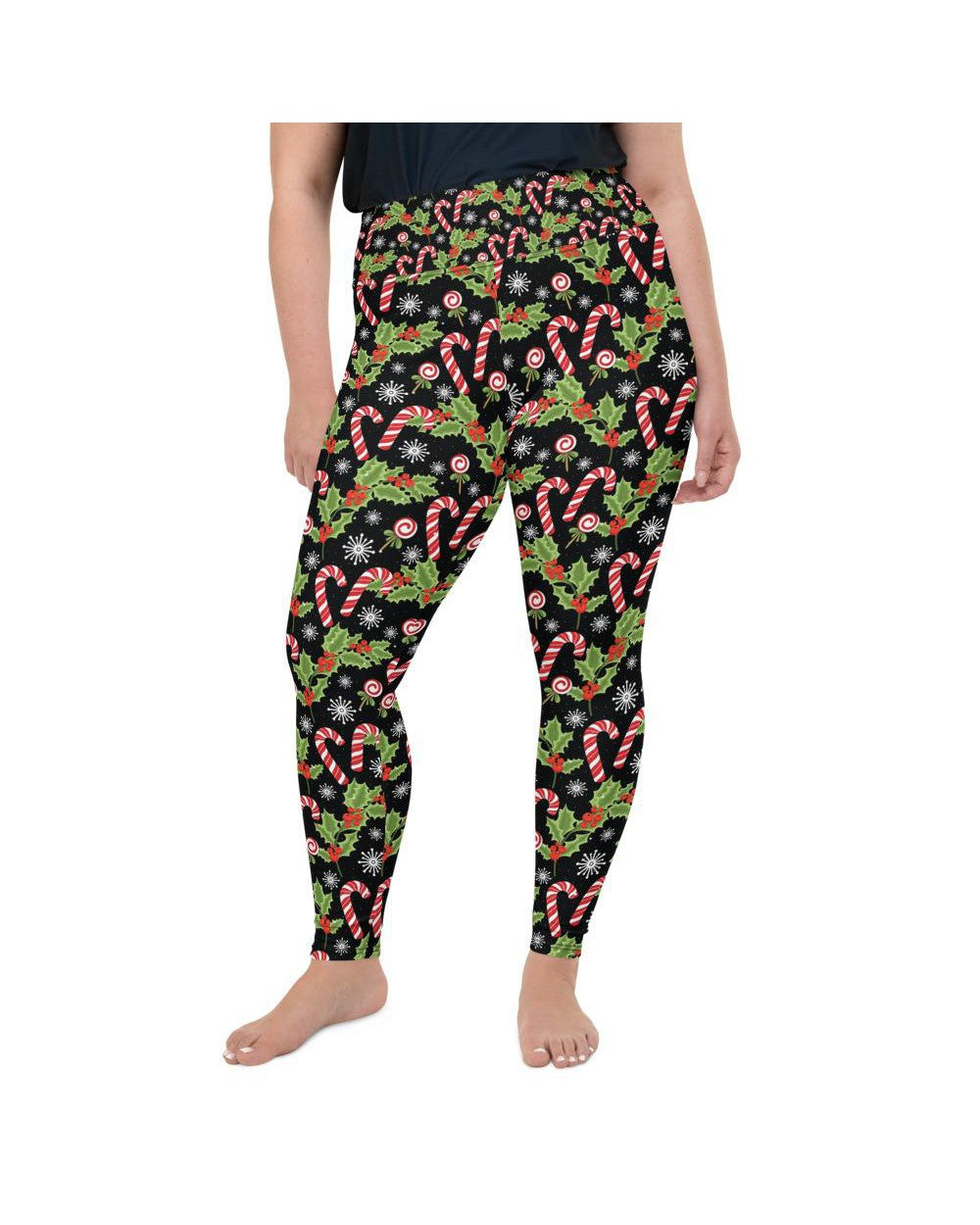 Womens Plus Size Holly Leaves with Berries Leggings | Gearbunch.com