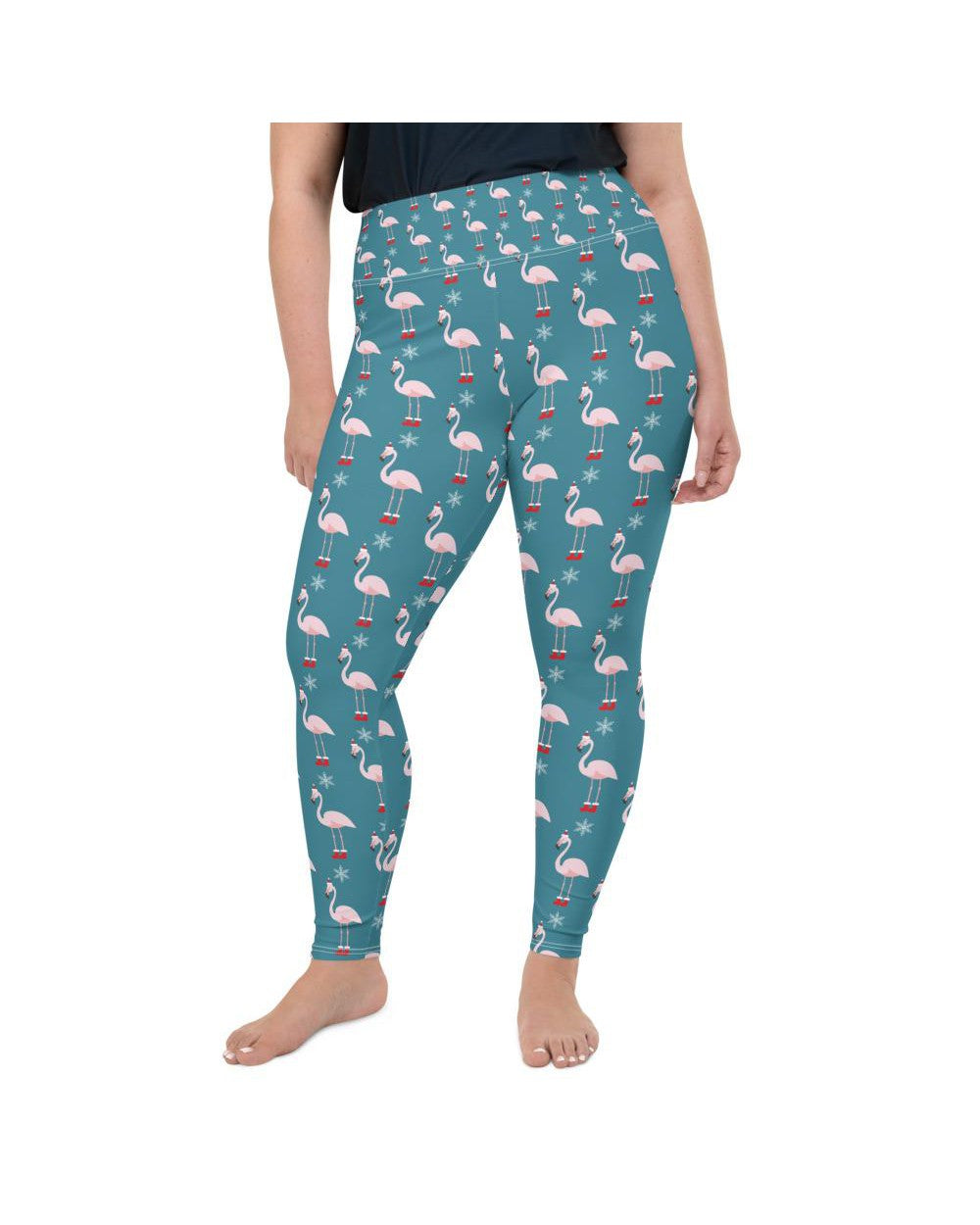 Womens Plus Size Christmas Flamingo Patterned Leggings | Gearbunch.com