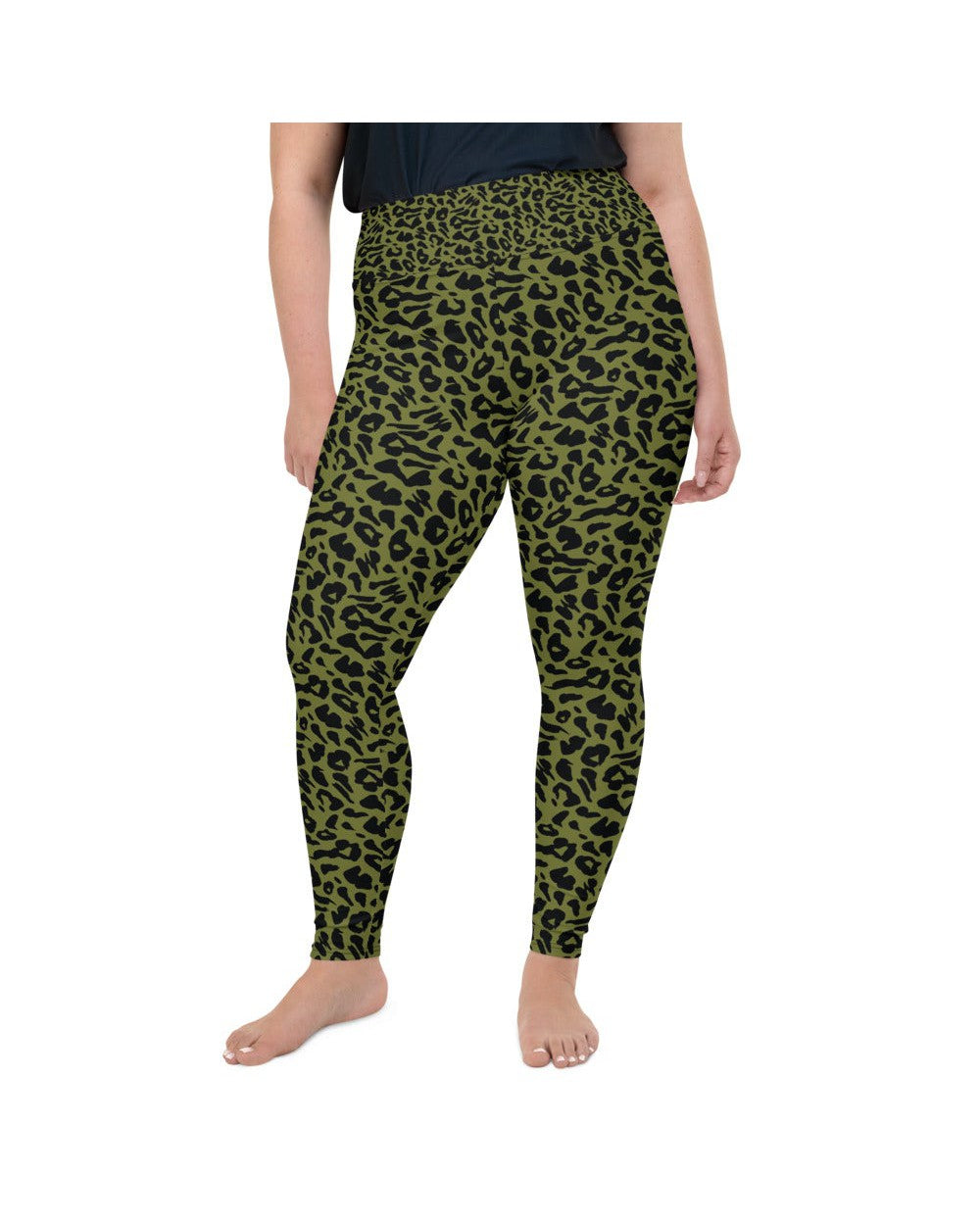 Womens Plus Size Olive Green Leopard Skin Leggings | Gearbunch.com