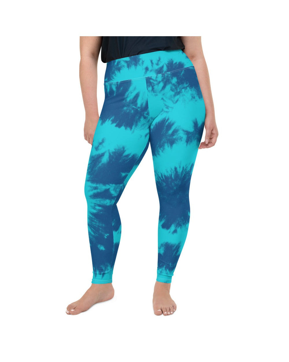 Womens Plus Size Blue & Aqua Tie Dye Leggings | Gearbunch.com