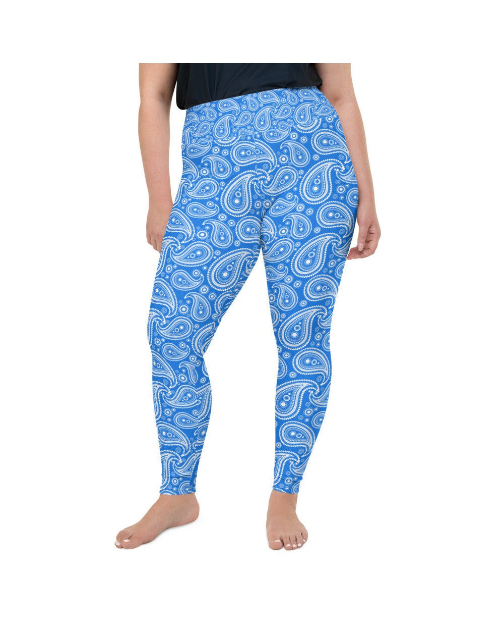 Womens Plus Size Blue & White Paisley Leggings | Gearbunch.com