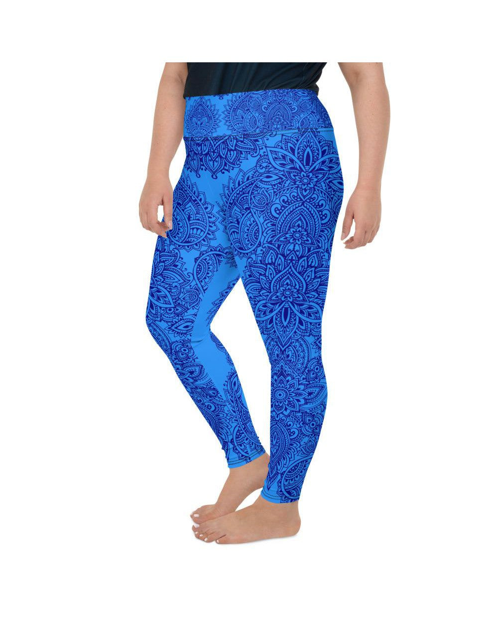 Blue and Navy Henna Tattoo Plus Size Leggings Gearbunch