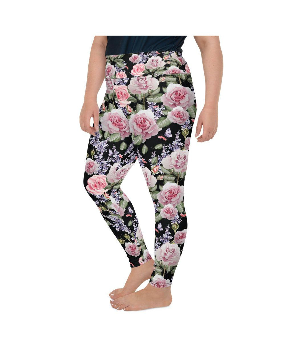 Watercolor Roses & Lavender Plus Size Leggings Gearbunch