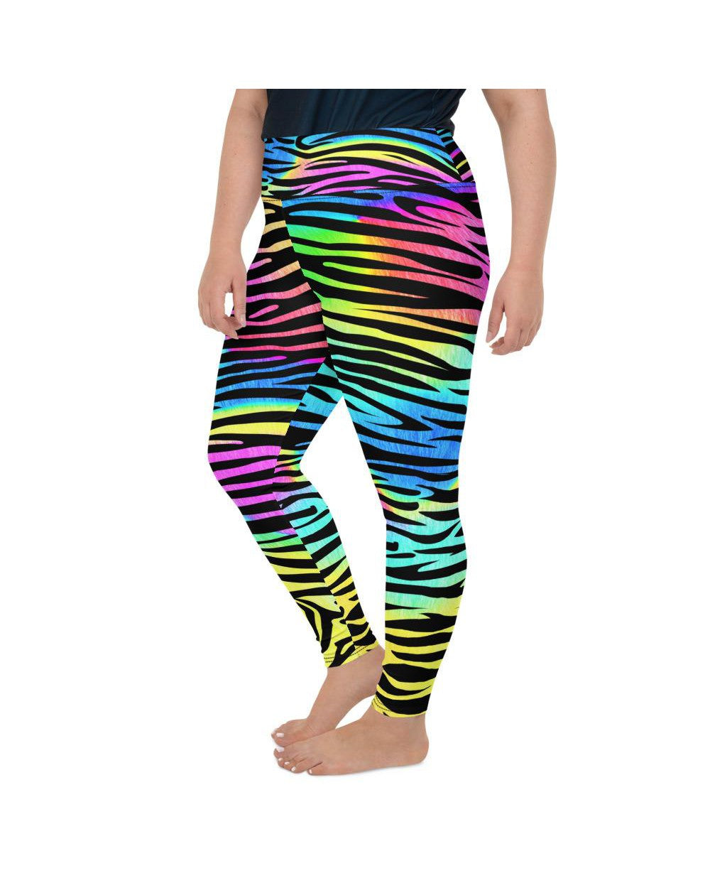 Colorful Zebra Striped Plus Size Leggings