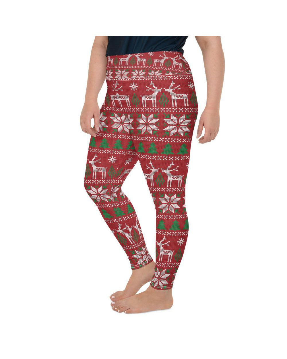 Womens Plus Size Red Ugly Christmas Leggings