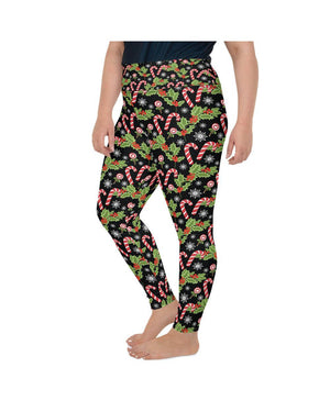 Womens Plus Size Holly Leaves with Berries Leggings | Gearbunch.com