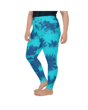 Womens Plus Size Blue & Aqua Tie Dye Leggings | Gearbunch.com