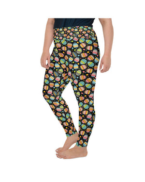 Womens Plus Size Easter Egg Leggings Black/Green/Pink | Gearbunch.com