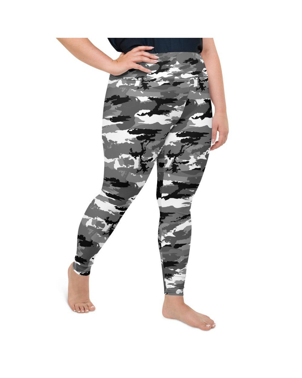 Black & White Camo Plus Size Leggings Gearbunch