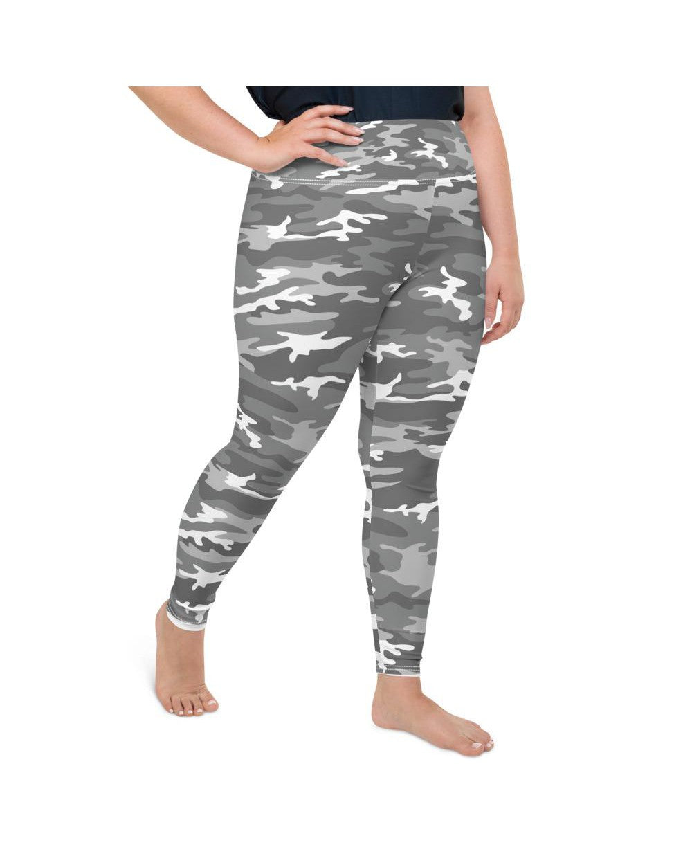 Womens Plus Size Light Grey Camo Leggings Grey/white | Gearbunch.com