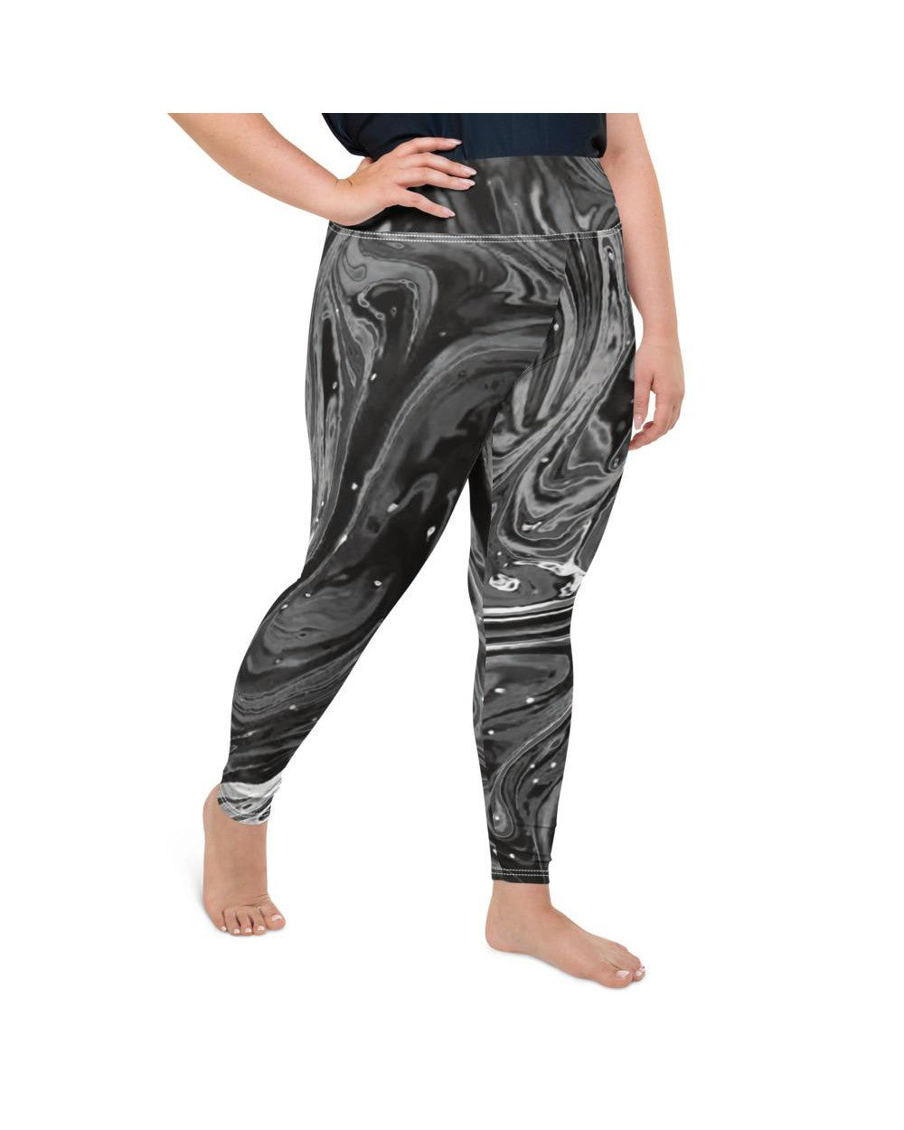 Womens Plus Size Grey Swirl Leggings Grey/White | Gearbunch.com