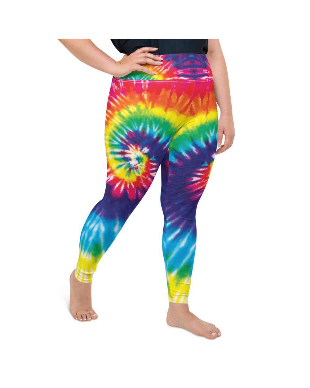 Womens Plus Size Tie Dye Swirl Leggings Purple/Green | Gearbunch.com