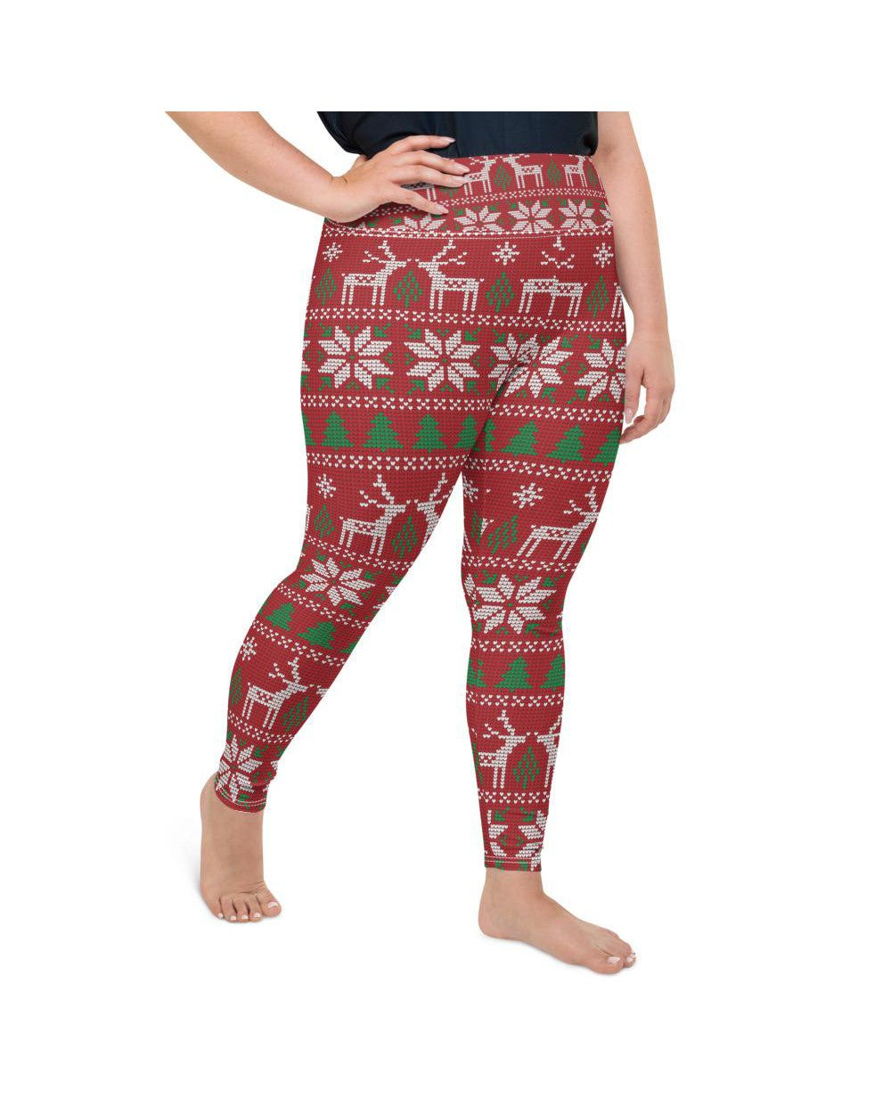 Womens Plus Size Red Ugly Christmas Leggings | Gearbunch.com