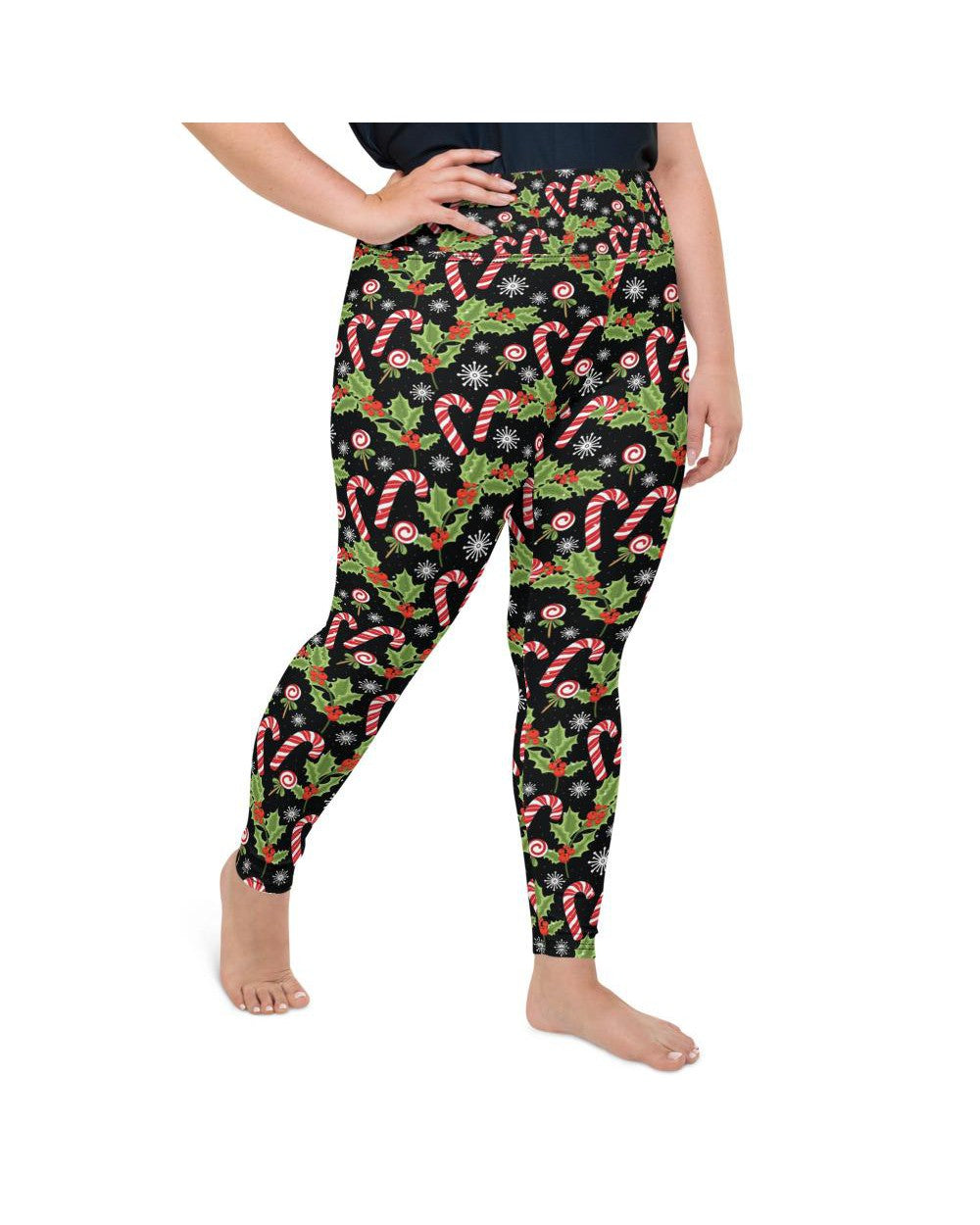 Womens Plus Size Holly Leaves with Berries Leggings | Gearbunch.com