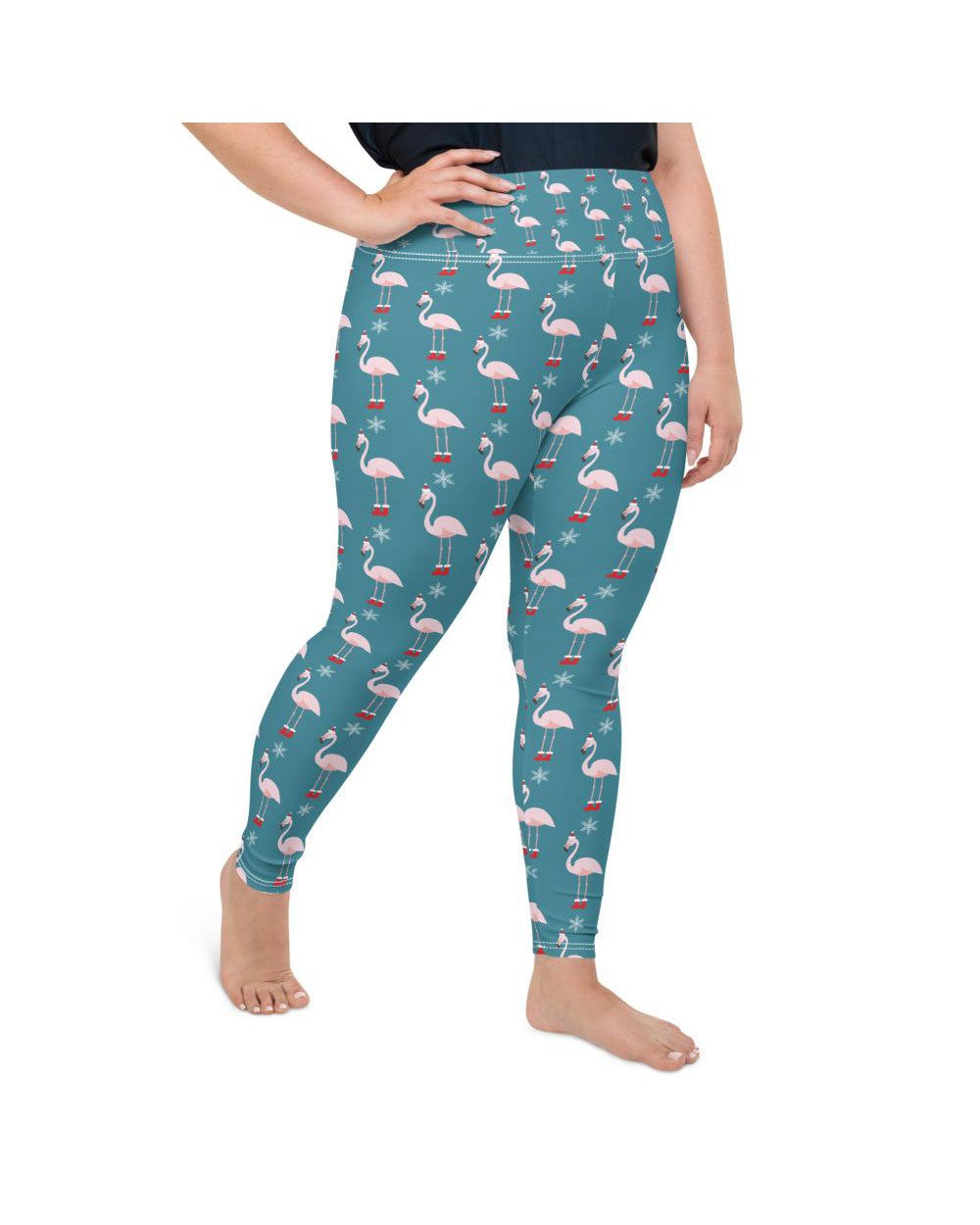 Womens Plus Size Christmas Flamingo Patterned Leggings | Gearbunch.com