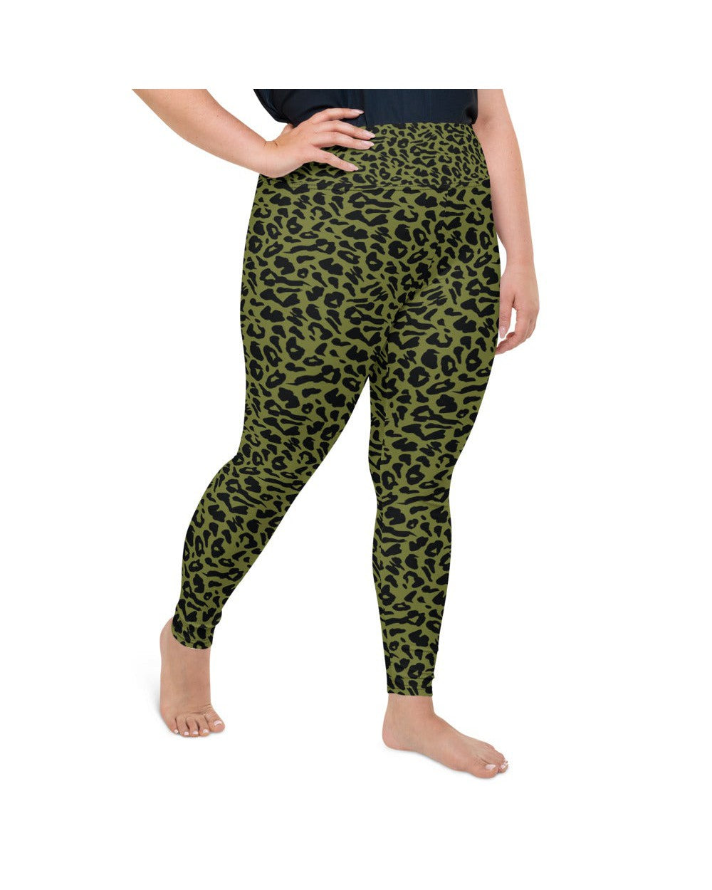 Womens Plus Size Olive Green Leopard Skin Leggings | Gearbunch.com