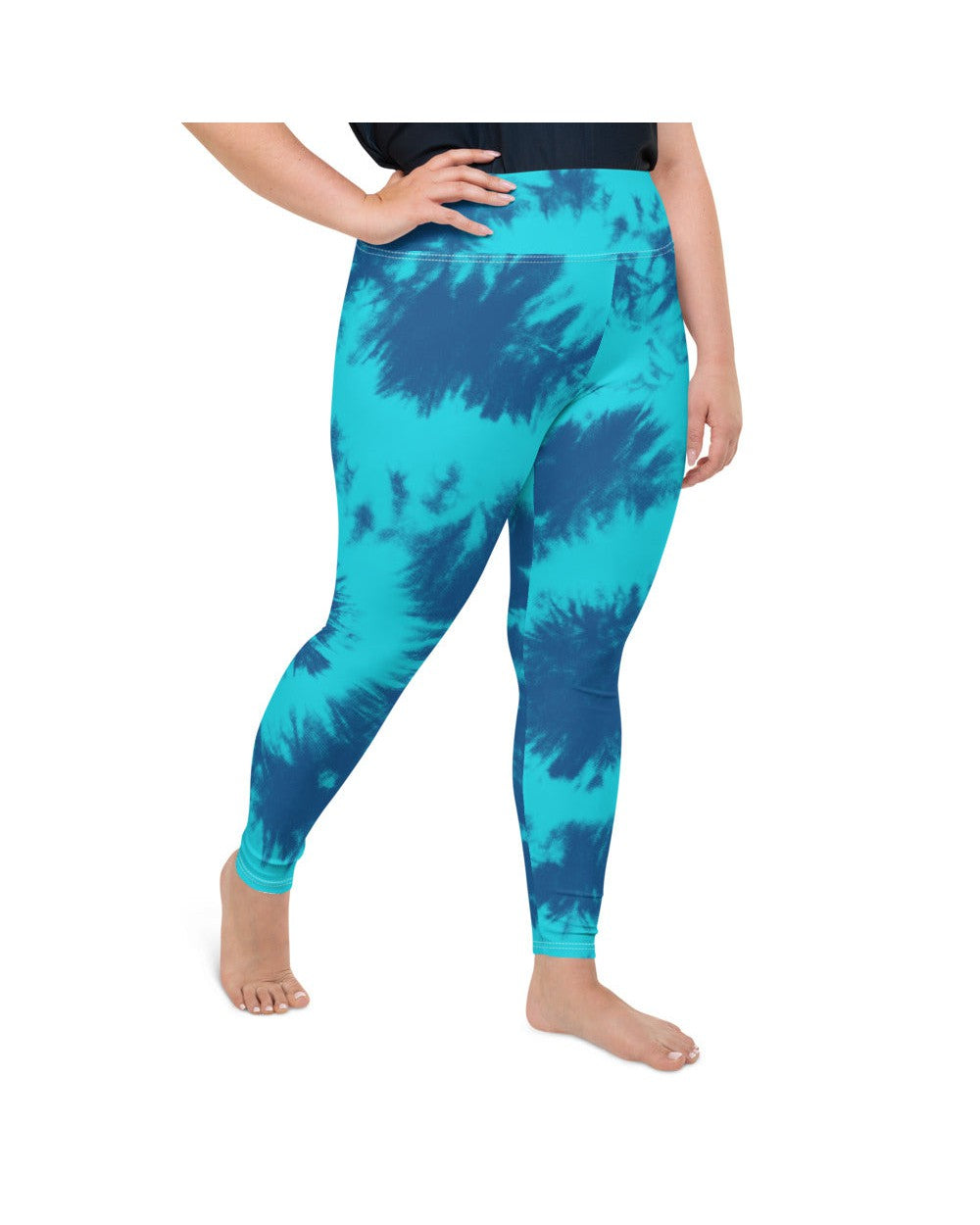 Womens Plus Size Blue & Aqua Tie Dye Leggings | Gearbunch.com