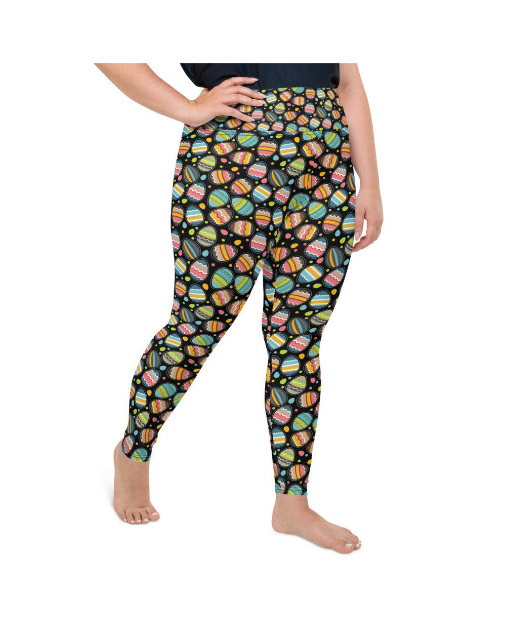 Womens Plus Size Easter Egg Leggings Black/Green/Pink | Gearbunch.com