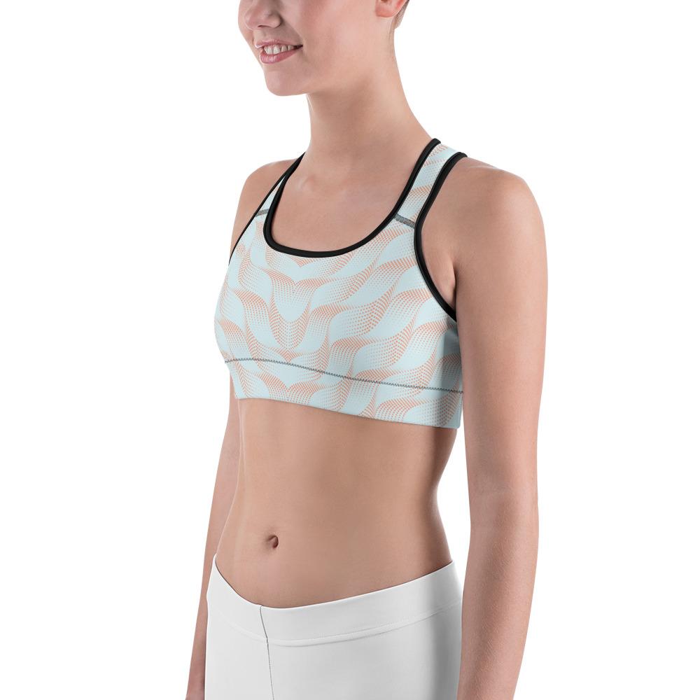 Light Blue & Apricot Wave Sports Bra Gearbunch