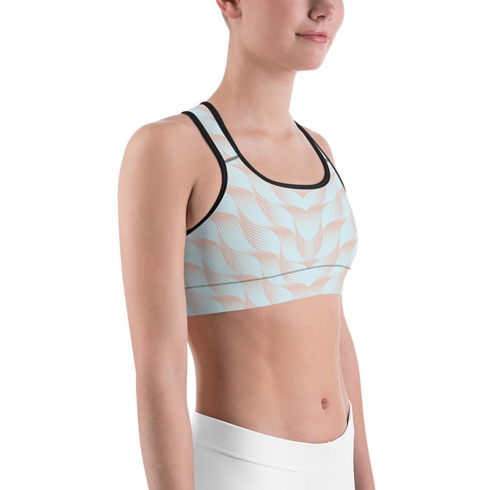 Light Blue & Apricot Wave Sports Bra Gearbunch