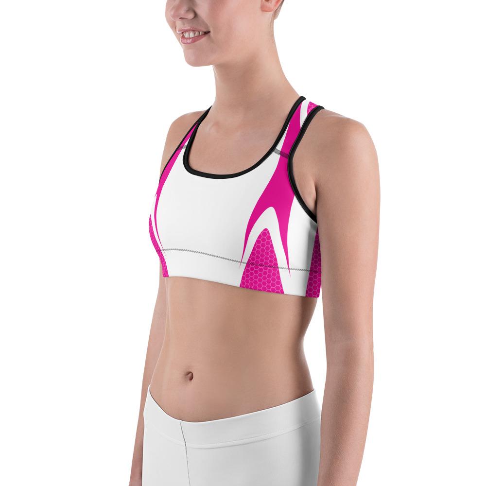 Pink & White Honeycomb Sports Bra Gearbunch