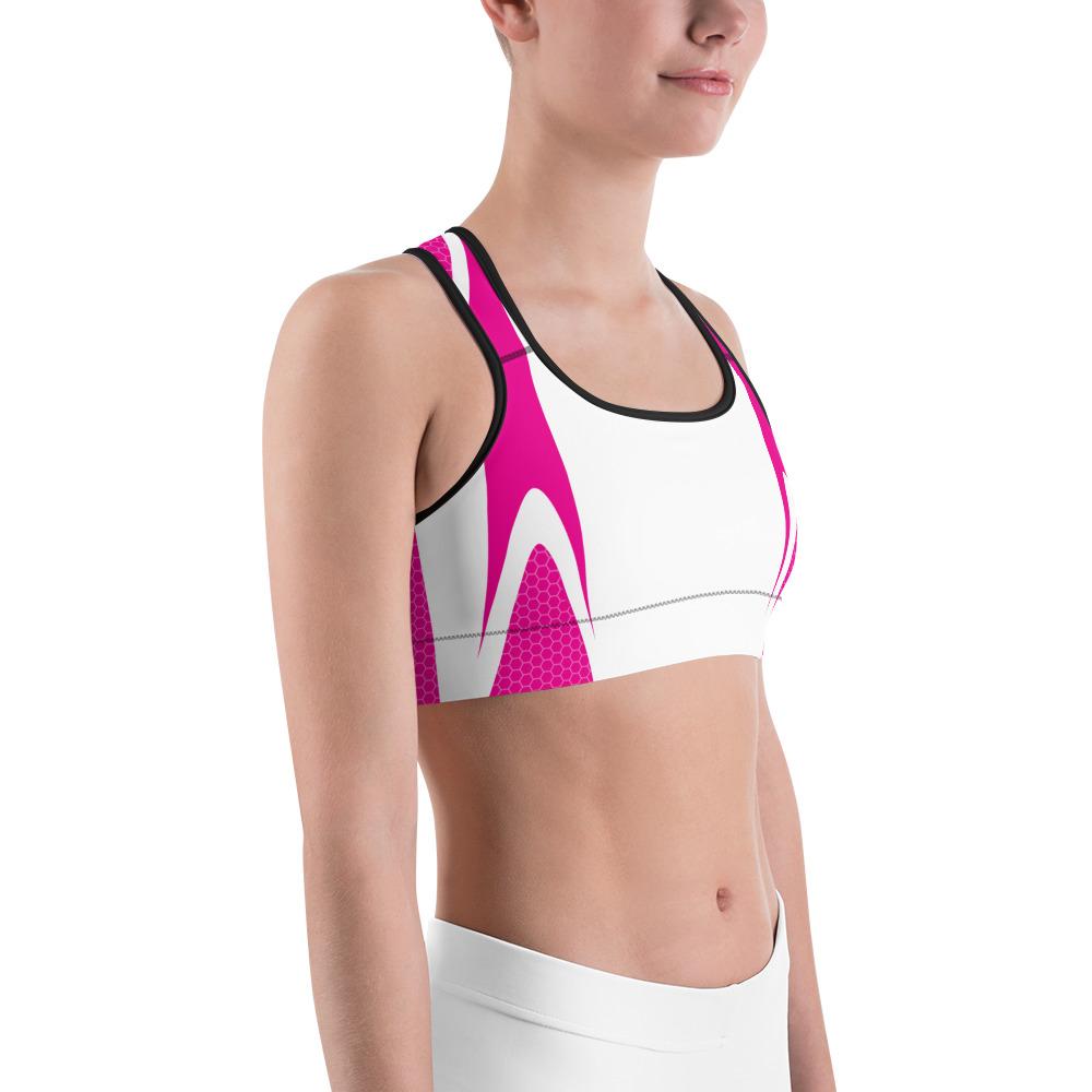 Pink & White Honeycomb Sports Bra Gearbunch