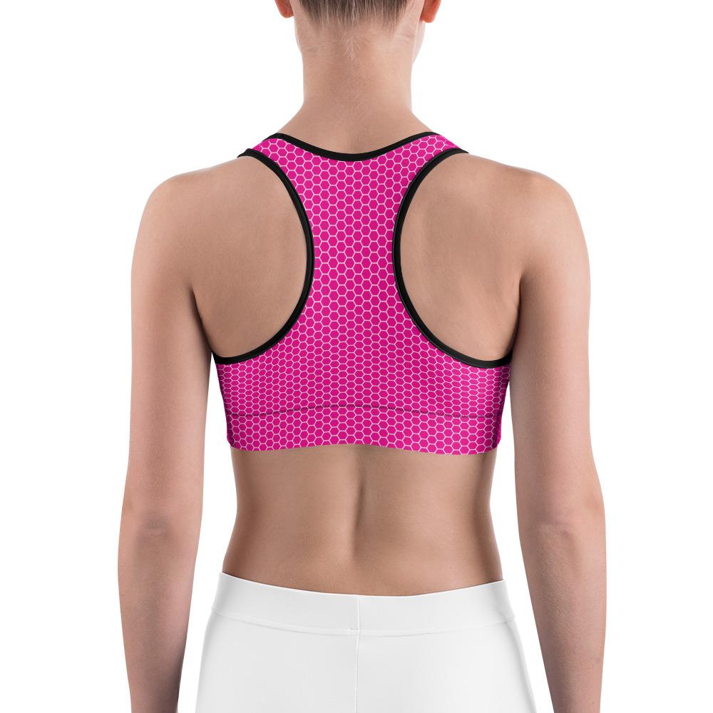 Pink & White Honeycomb Sports Bra Gearbunch