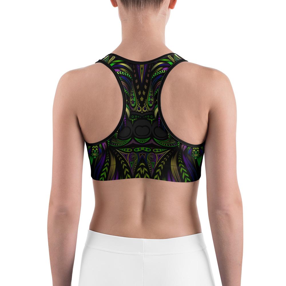 Green Colorful Wolf Sports Bra Gearbunch 