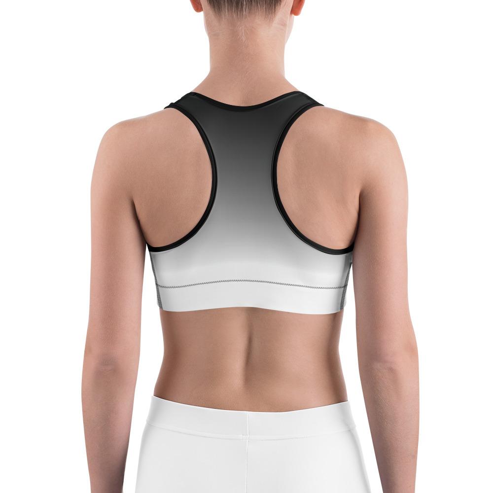 Ombre Black to White Sports Bra Gearbunch