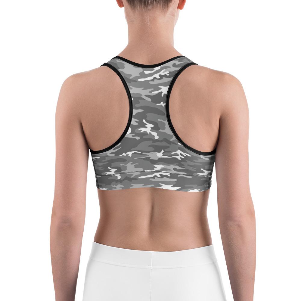 Womens Light Grey Camo Sports Bra Grey/White | Gearbunch.com