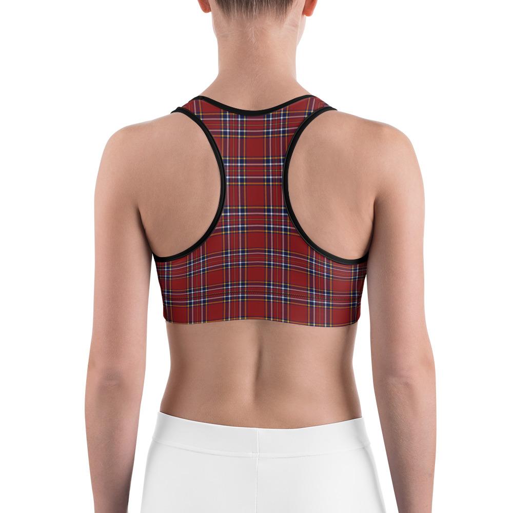 Womens Sports Bra Deep Red Tartan Red/Blue/White | Gearbunch.com