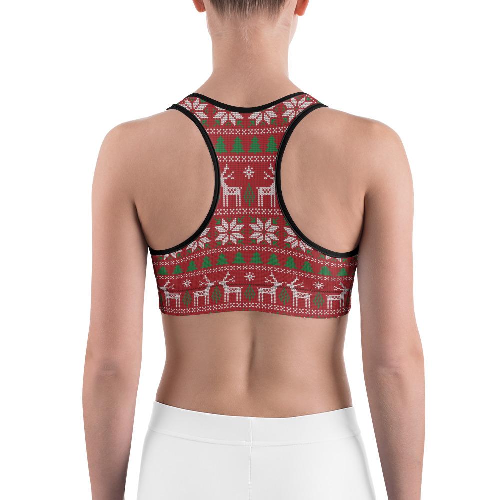 Women's Sports Bra Red Ugly Christmas Red/Green/White | Gearbunch.com