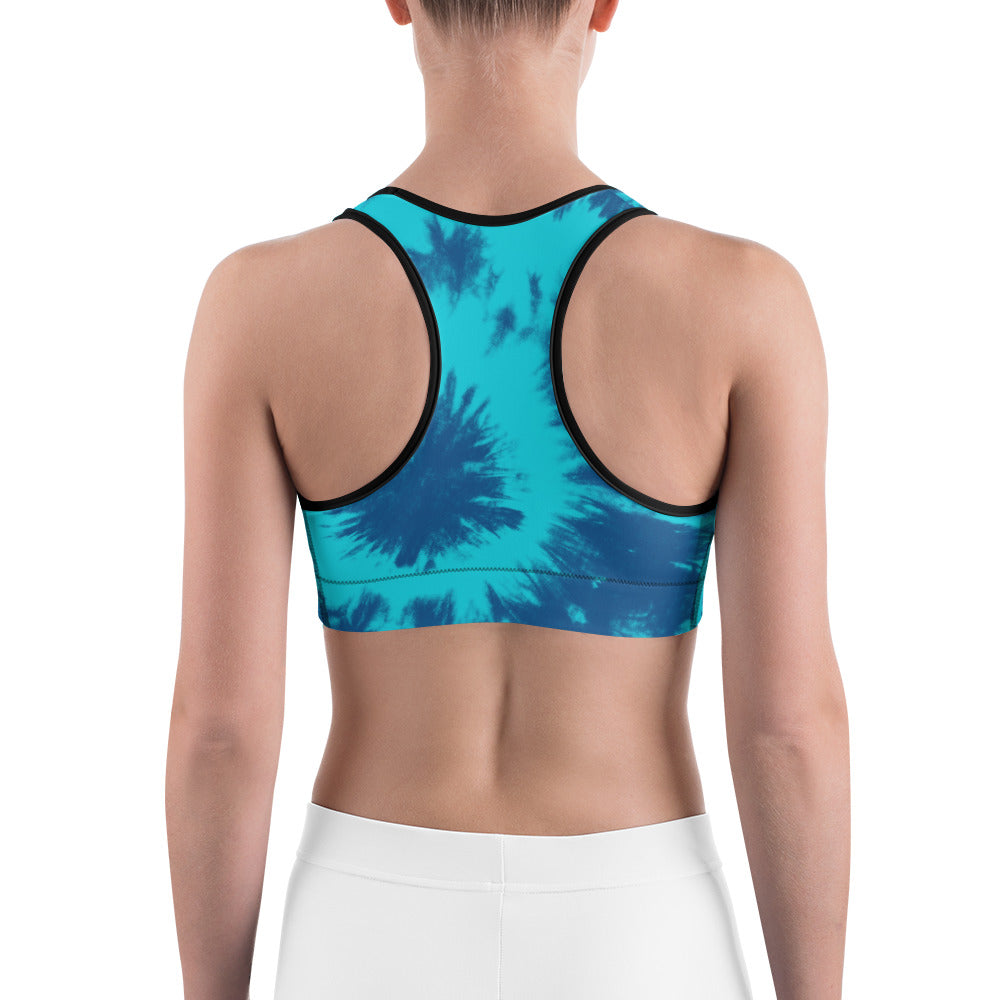 Womens Blue & Aqua Tie Dye Sports Bra | Gearbunch.com