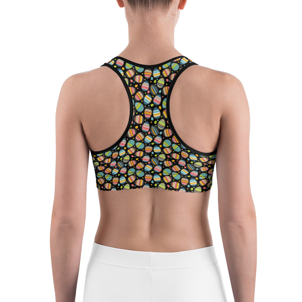 Womens Sports Bra Easter Egg Black/Green/Yellow | Gearbunch.com 