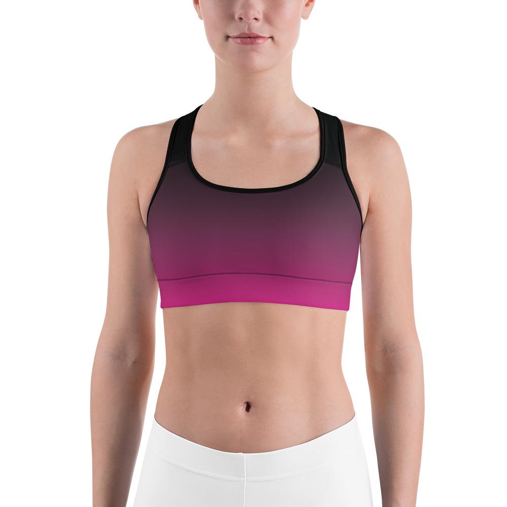 Womens Sports Bra Ombre Black to Pink | Gearbunch.com