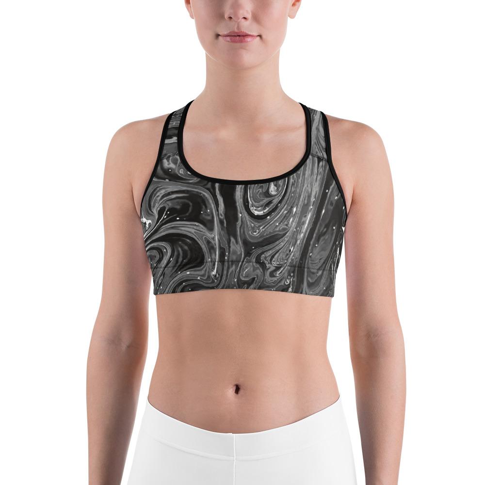 Womens Sports Bra Grey Swirl Grey/White | Gearbunch.com