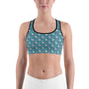 Sports Bra Christmas Flamingo Patterned Teal/Red/White | Gearbunch.com